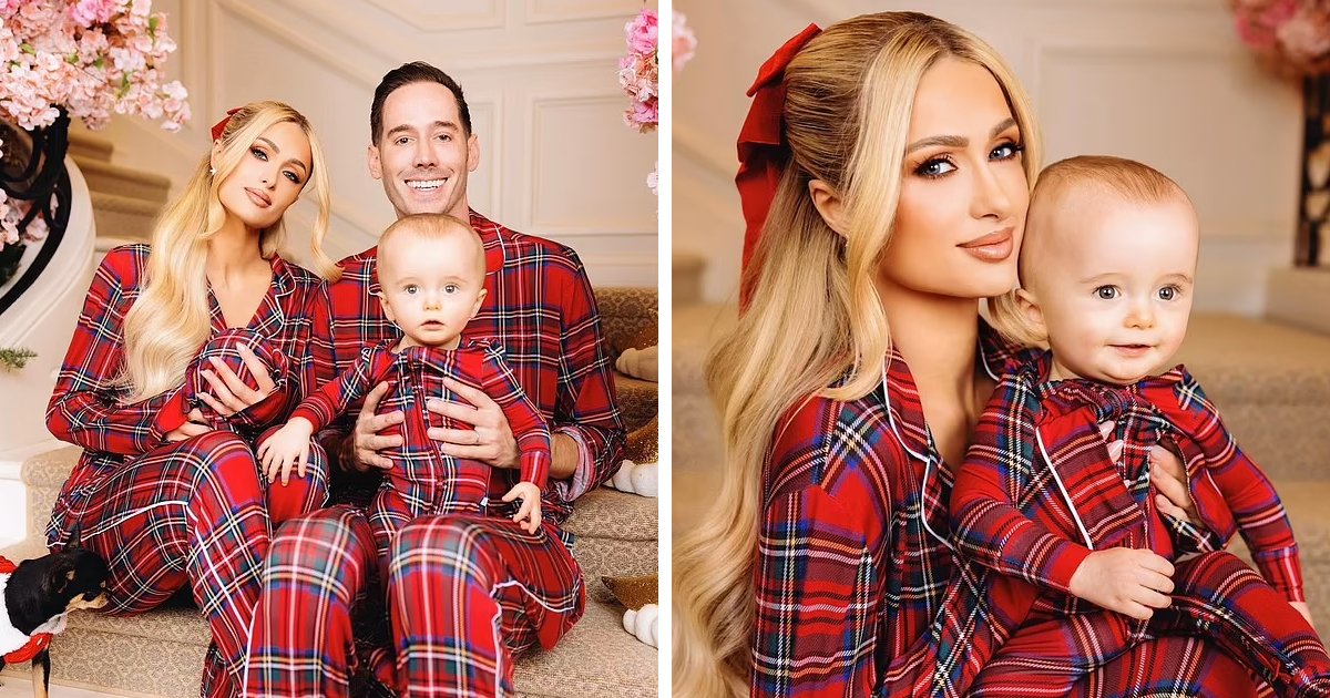 d111.jpg?resize=1200,630 - "Sending Love & Light From My Family Of Four!"- Paris Hilton Snuggles Up In Christmas PJs With Her Beautiful Family