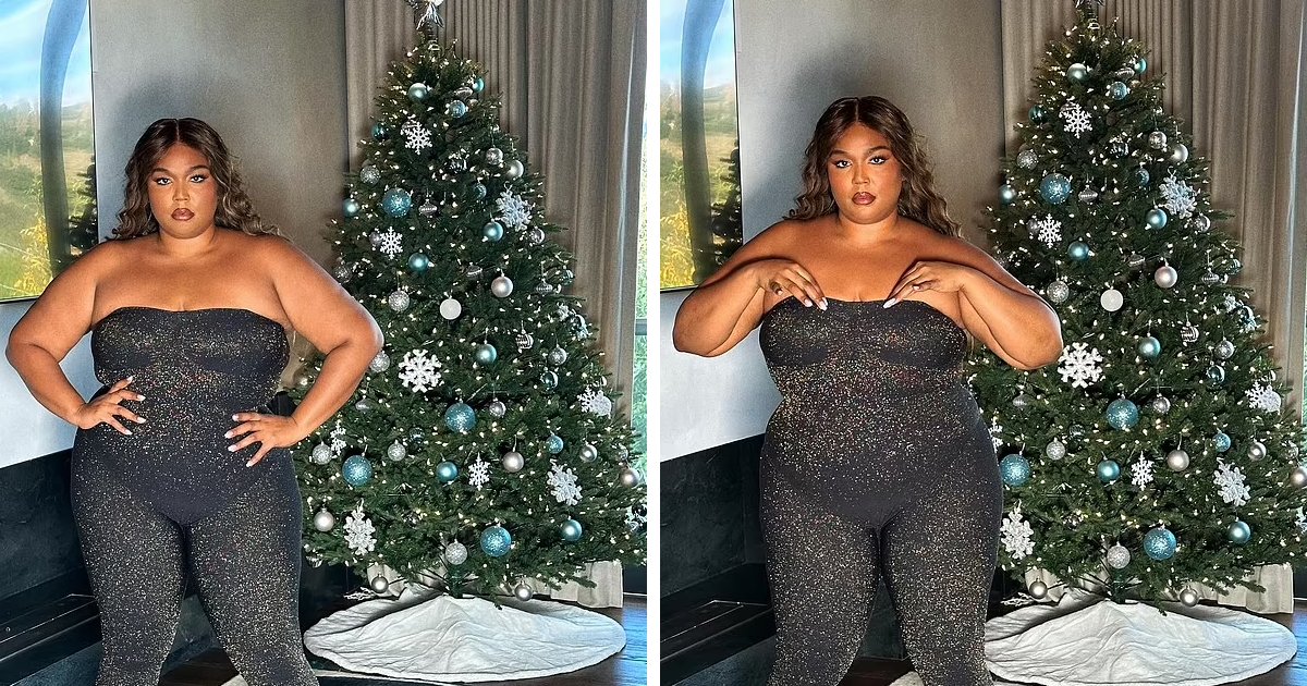d148.jpg?resize=412,275 - "I'm A Goddess!"- Lizzo Leaves Fans Stunned With Her 'Barely There' Strapless Sparkly Jumpsuit For Christmas Themed Event