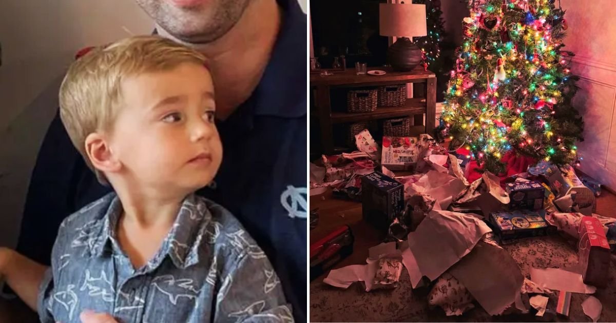 gifts4 1.jpg?resize=1200,630 - Adorable Toddler Wakes Up At 3 AM On Christmas Day And Unwraps Presents Under The Tree Without His Family