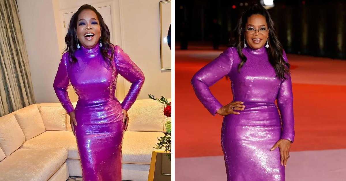 m2 12.jpg?resize=1200,630 - "Woah, Is That Oprah?"- Celeb Host Oprah Winfrey Stuns In Her Skin-Tight Sequined Purple Gown At The Academy Museum Gala
