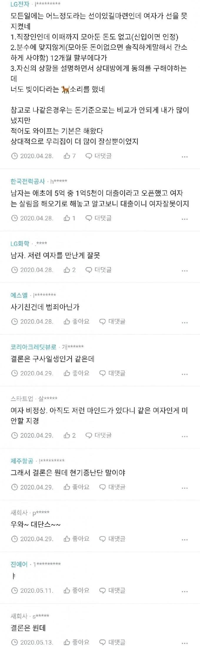 혼수를 12개월 할부로 해와서 파혼당한 여자