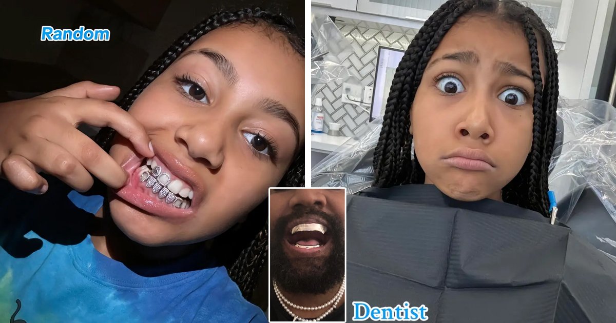 m4 8 1.jpg?resize=412,275 - "This Family Has LOST It!"- Kim & Kanye BASHED For Letting North West, 10, Get Diamond Grills On Teeth After Taking Inspiration From Dad