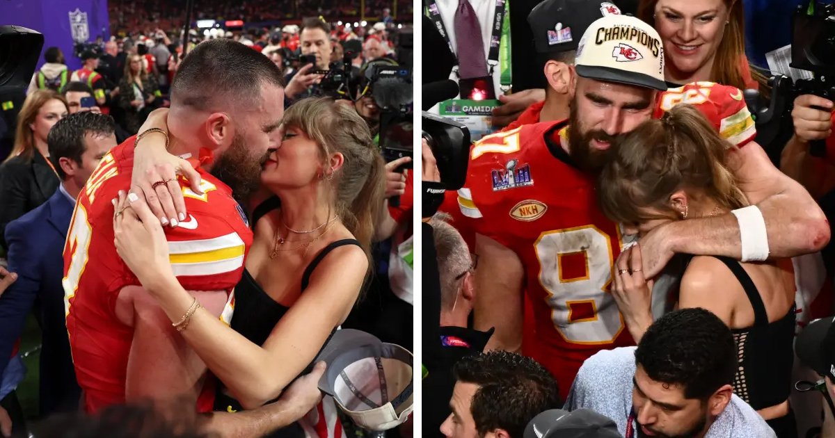 d34.jpg?resize=412,275 - BREAKING: Taylor Swift & Travis Kelce Share 'Passionate' Giant Kiss On The Field To Seal The Finale Of The Super Bowl 2024