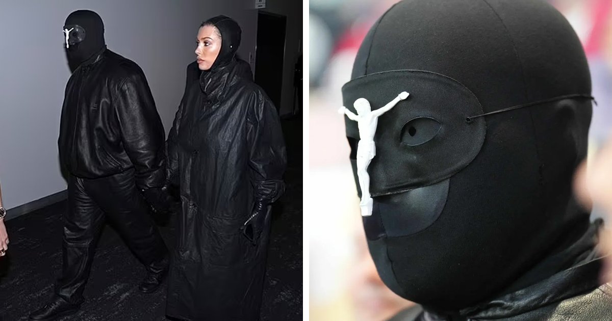 d35.jpg?resize=1200,630 - "Nobody Wants To See His Face Anyway!"- Kanye West BLASTED For Showing Up To Super Bowl 2024 In Alexander McQueen Crucifix Mask