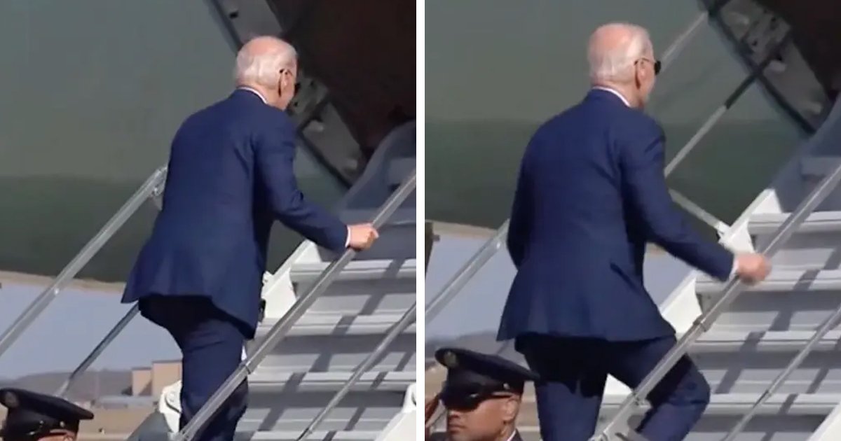 m1 31.jpg?resize=1200,630 - BREAKING: President Biden FALLS TWICE While Boarding Air Force One Despite Using Short Stairs
