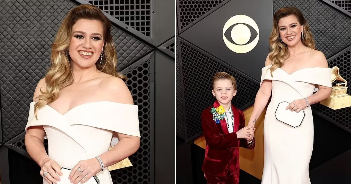 untitled design 5.jpg?resize=1200,630 - Kelly Clarkson GLOWS As She Attends The 2024 Grammys With Her 7-Year-Old Son