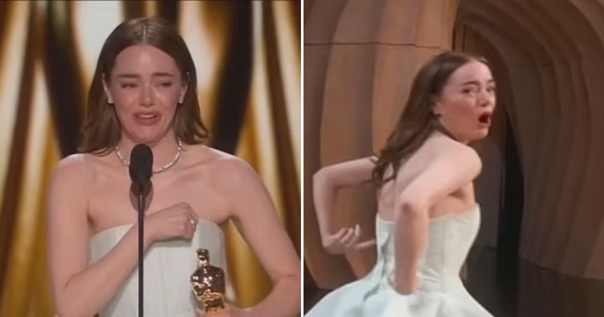 emma4.jpg?resize=412,232 - 'My Dress Is Broken!' Emma Stone Suffers Wardrobe Malfunction On Stage While Accepting Oscar For Poor Things