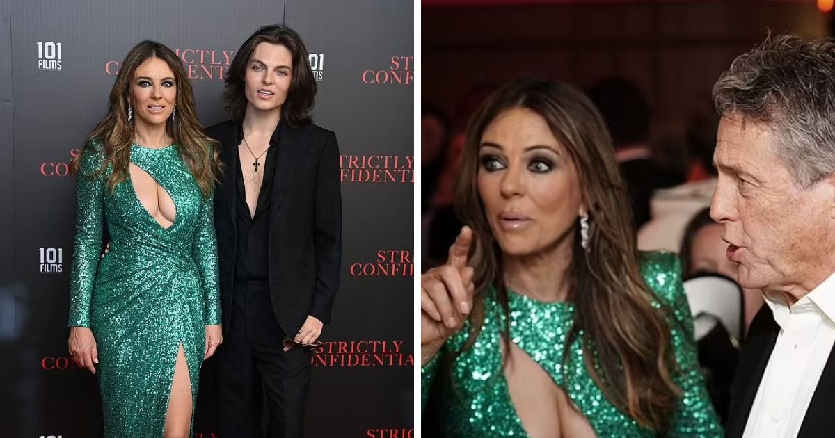 copy of articles thumbnail 1200 x 630 4 11.jpg?resize=1200,630 - Liz Hurley 'Lets It All Hang Out' While Joining Son On The Red Carpet With Her Exes For Movie Premiere