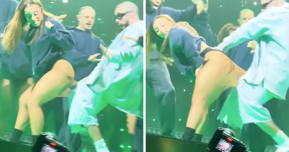 copy of articles thumbnail 1200 x 630 2 6.jpg?resize=1200,630 - "Keep That Junk In Your Trunk!"- Bad Bunny's Crotch Gets STUCK To Female Dancer's Tights During Live Show