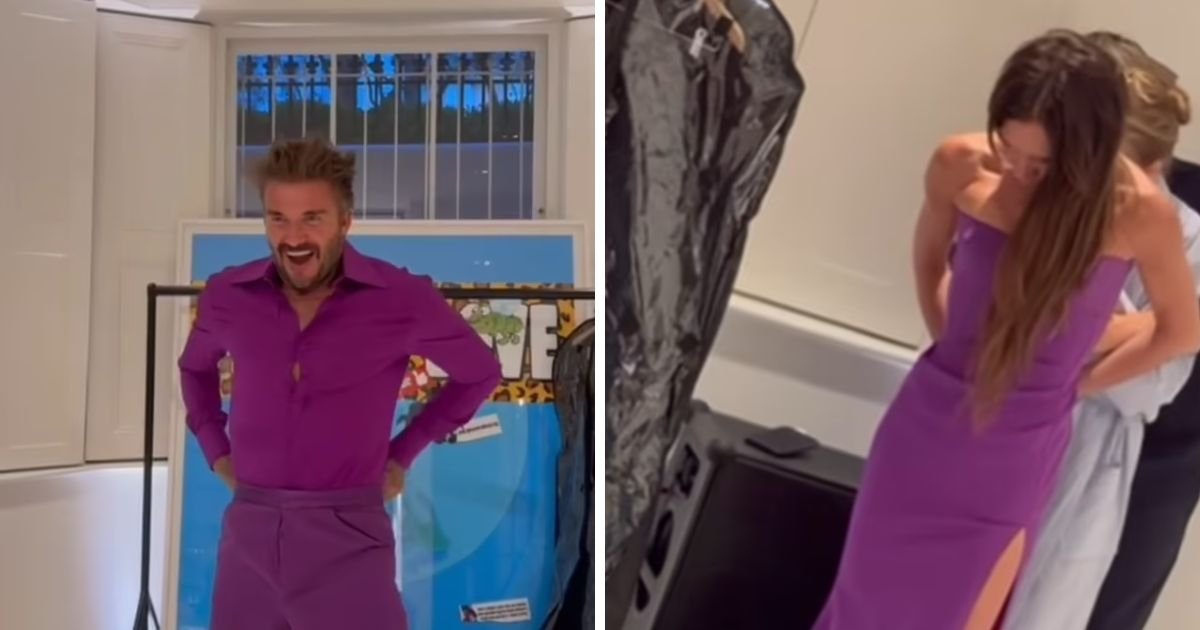 copy of articles thumbnail 1200 x 630 5 2.jpg?resize=1200,630 - 'We've Still Got It!'- David Beckham RIPS His Iconic Purple Suit While Wife Victoria BREAKS Zip On Gown As Couple Try To Recreate Wedding Day