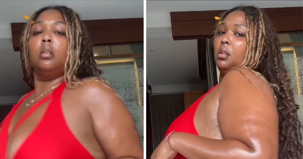 copy of articles thumbnail 1200 x 630 4 25.jpg?resize=1200,630 - Lizzo Puts Her 'Weight Loss' On Display By Flaunting Curves In Daring Red Cut-Out Number