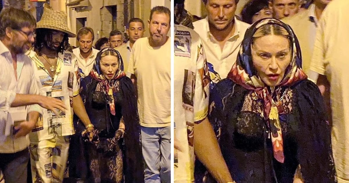 copy of articles thumbnail 1200 x 630 7 10.jpg?resize=1200,630 - Fans SHOCKED As Tired Madonna Cannot Walk & Is Helped Along Italy's Cobbled Streets By New Younger Toyboy Lover