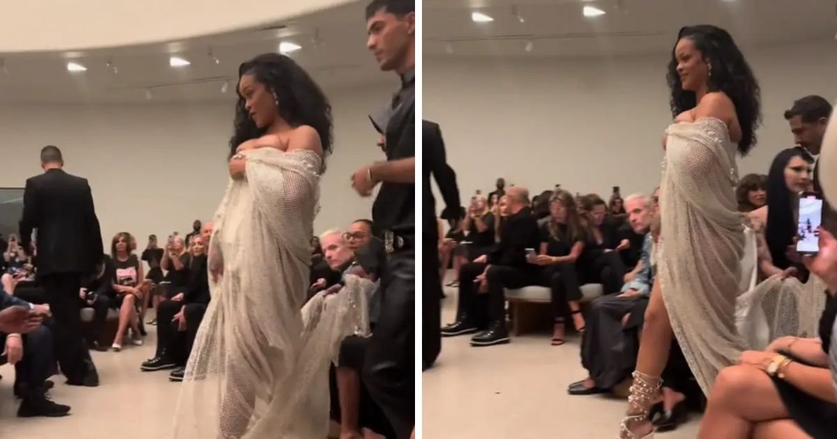 copy of articles thumbnail 1200 x 630 6 6.jpg?resize=1200,630 - Rihanna Turns Heads By Showing Up To Fashion Week In ‘Bizarre’ Crystal Attire That Resembled Bedsheets