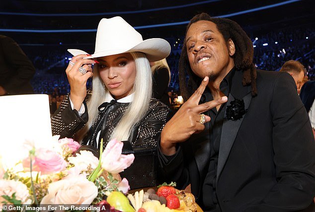 Beyonce has surpassed her husband Jay-Z in all-time Grammy nominations with her 11 nods at the 2025 ceremony - pictured at the 2024 Grammys