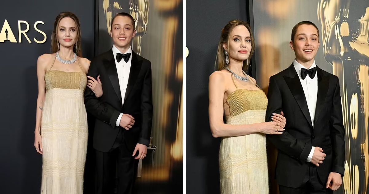 copy of articles thumbnail 1200 x 630 14 3.jpg?resize=1200,630 - Angelina Jolie's Rarely Seen Son Knox Looks Like a Young Brad Pitt As He Towers Over Her at Governors Awards 2024