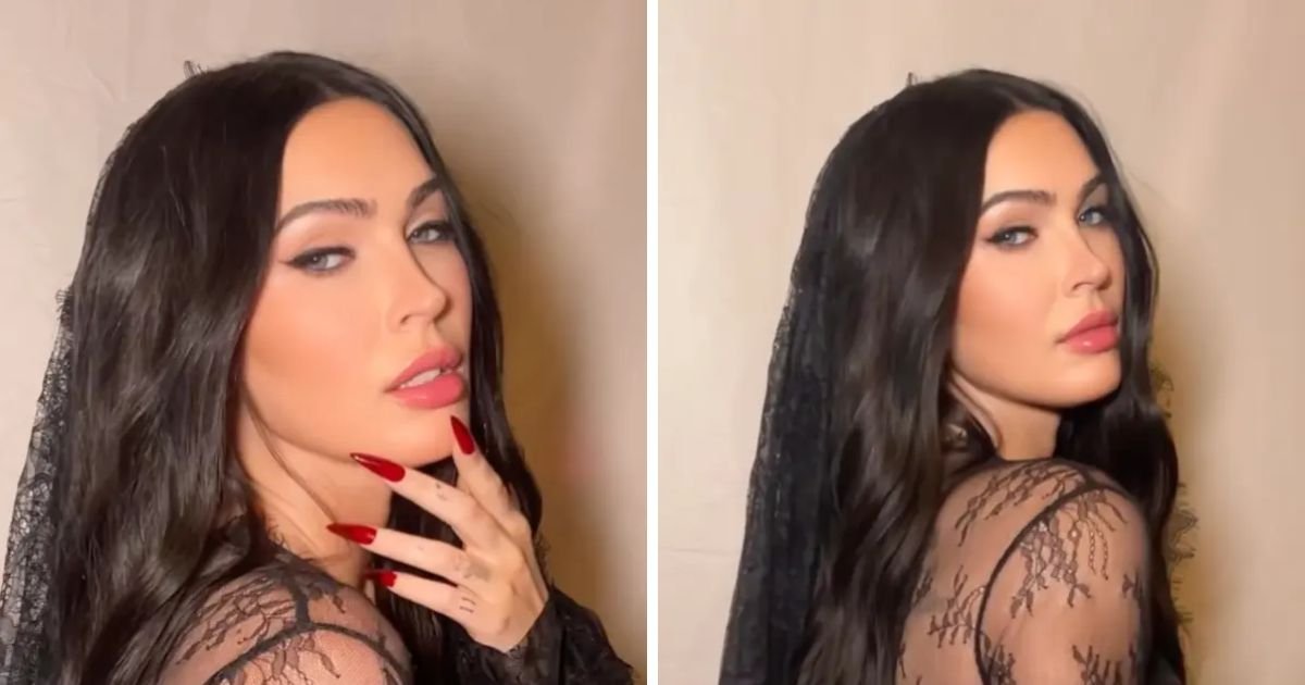 copy of articles thumbnail 1200 x 630 4 14.jpg?resize=1200,630 - 'Put Some Clothes On!'- Pregnant Megan Fox Shows Off Curves in Barely There Black Lace Lingerie and Veil