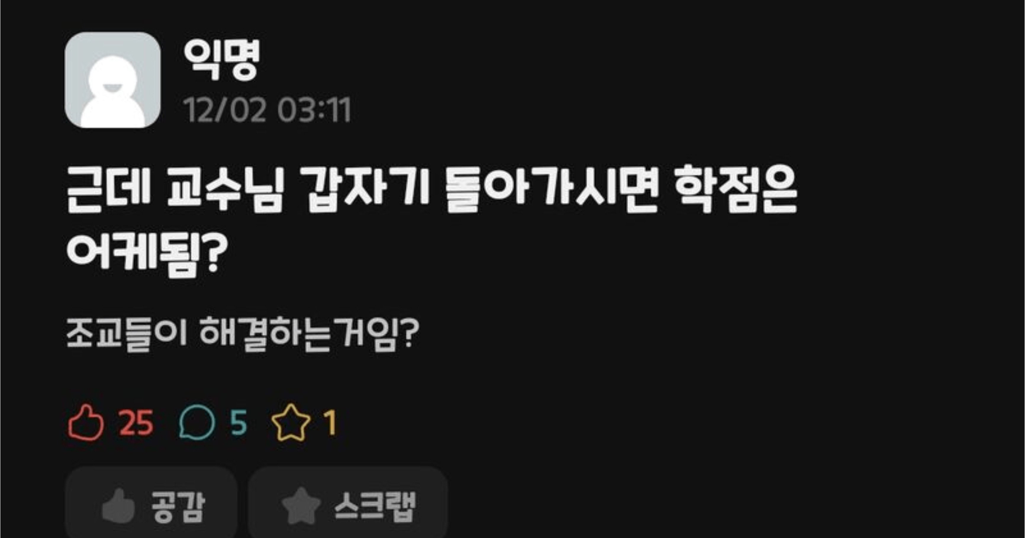 abc66f6b cf94 4e39 95cf ca812190bd1b.jpeg?resize=412,232 - 교수님이 갑자기 돌아가시면 학점은 어케됨?