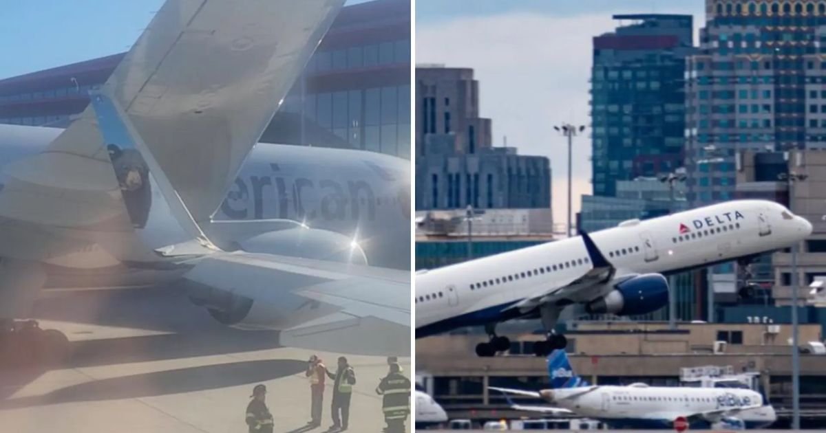 copy of articles thumbnail 1200 x 630 3 3.jpg?resize=1200,630 - Chaos At Boston Airport As FOUR Planes COLLIDE On Tarmac With 'Cracked Wings & Loud Bangs'