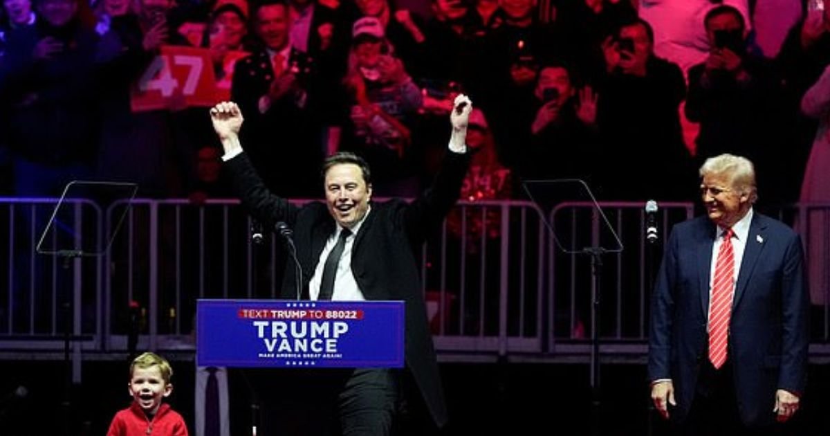 copy of articles thumbnail 1200 x 630 2 20.jpg?resize=412,275 - 'Two Clowns in One Frame!'- Elon Musk & Donald Trump Take Center Stage At Pre-Inauguration Rally As Baby Musk Tries to Steal Thunder