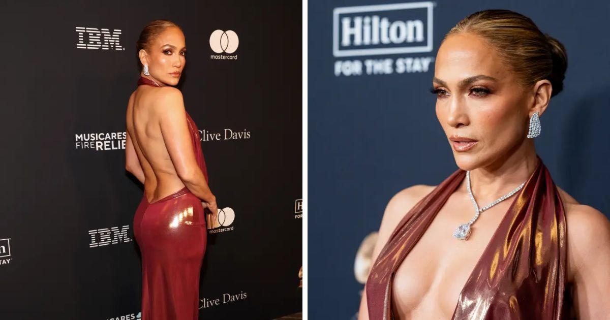 copy of articles thumbnail 1200 x 630 7 2.jpg?resize=412,232 - Jennifer Lopez Shows Off Curves in Skintight Plunging Halter Gown at Pre-Grammy Party