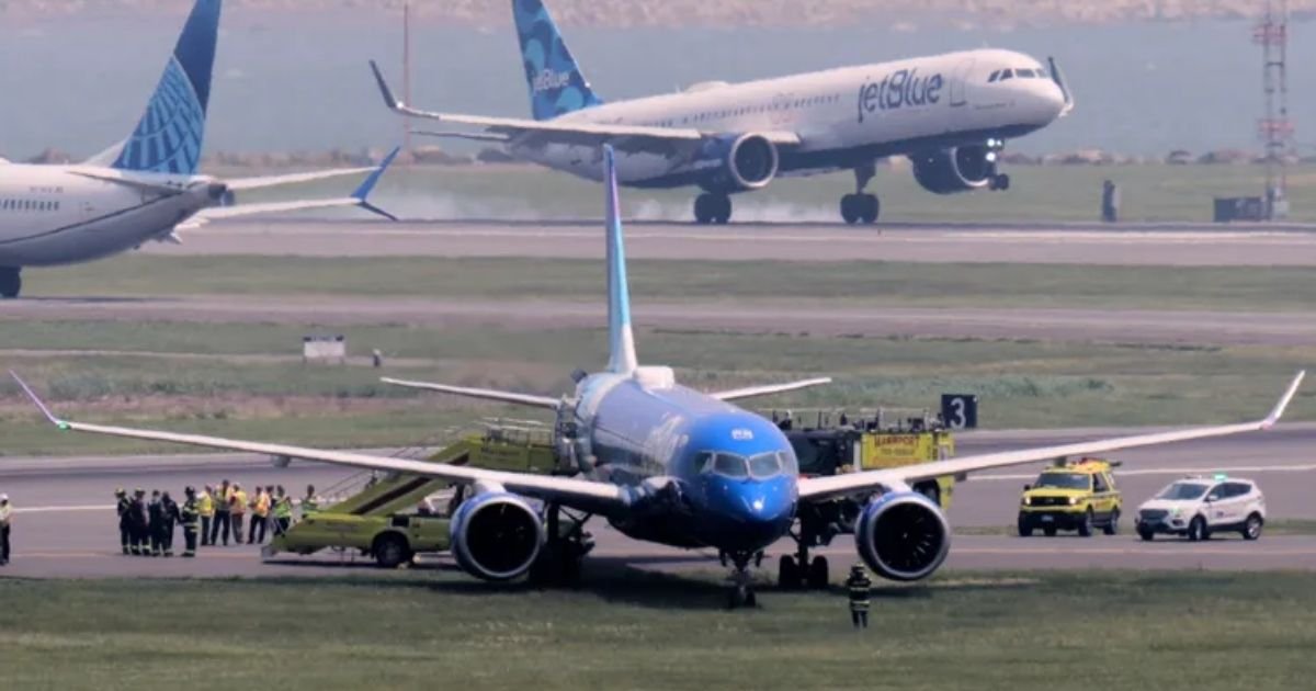 copy of articles thumbnail 1200 x 630 93 4.jpg?resize=412,232 - Plane Rolls onto Grass at Boston Logan Airport, Pilot Reportedly Said They 'Lost All Steering'